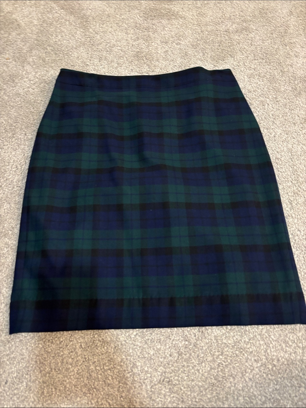 J. Crew Navy and Green Plaid Pencil Skirt